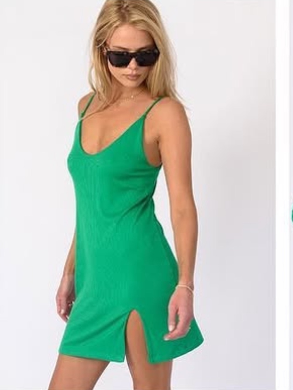 Skatie Tyler Kelly Green Ribbed Tank Dress